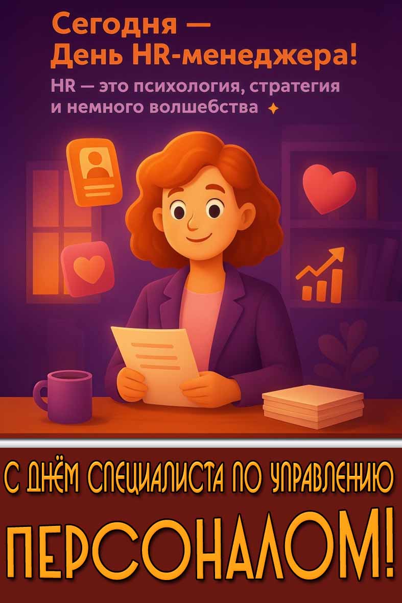 Открытка "Сегодня - день HR-менеджера! С днём специалиста по управлению персоналом!"