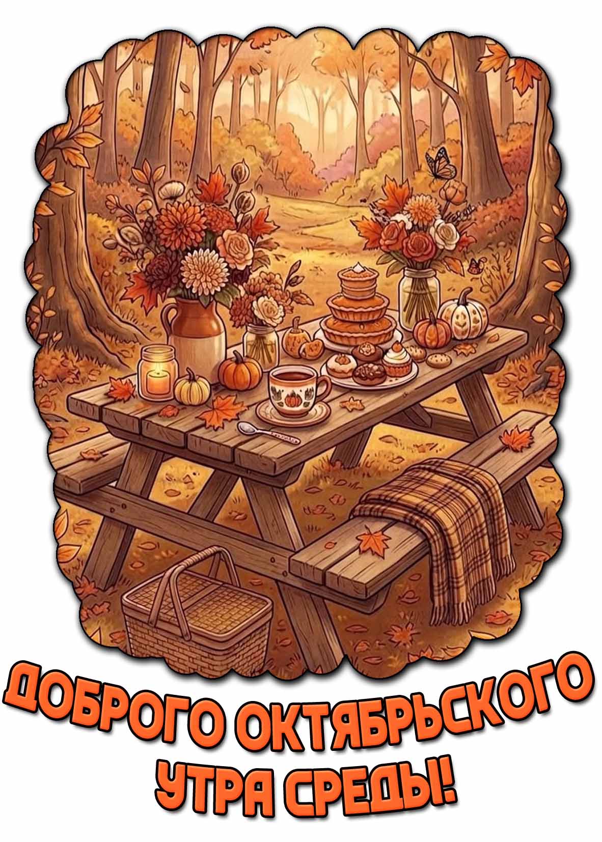 Красивая открытка доброго октябрьского утра среды
