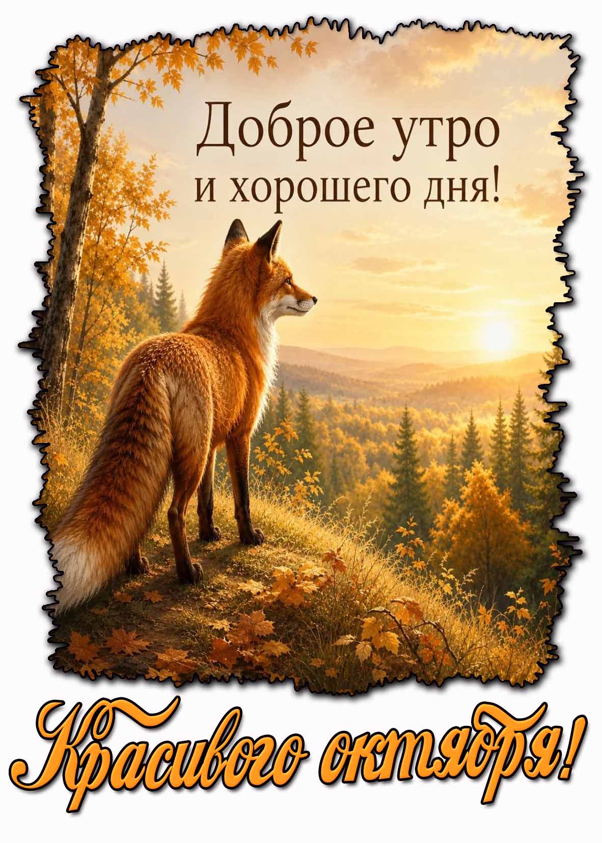 Открытка "Красивого октября! Доброе утро и хорошего дня!"