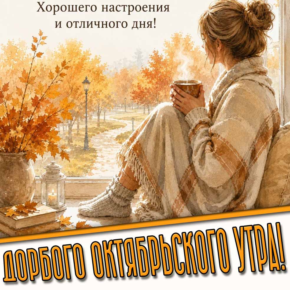 Картинка "Доброго октябрьского утра! Хорошего настроения и отличного дня!"