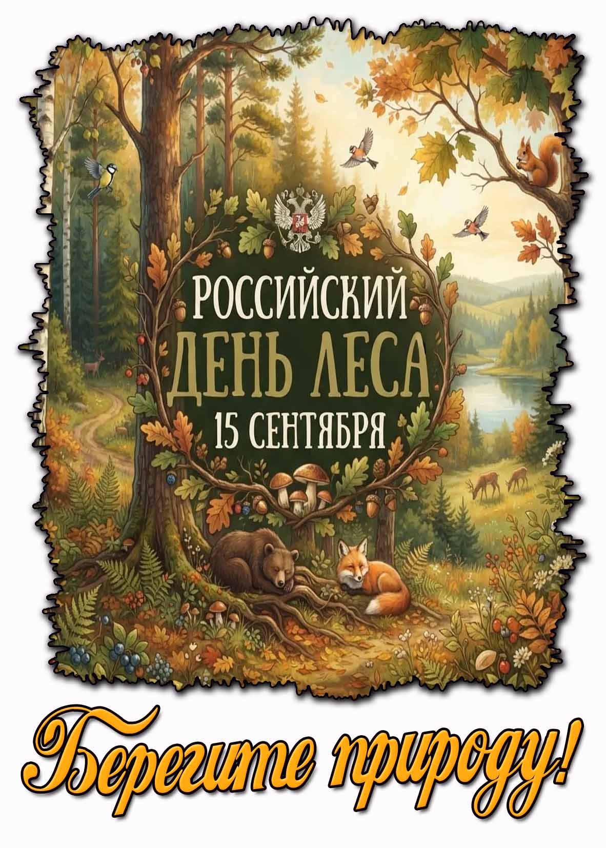 Осенняя картинка 15 сентября - российский день леса! Берегите природу!