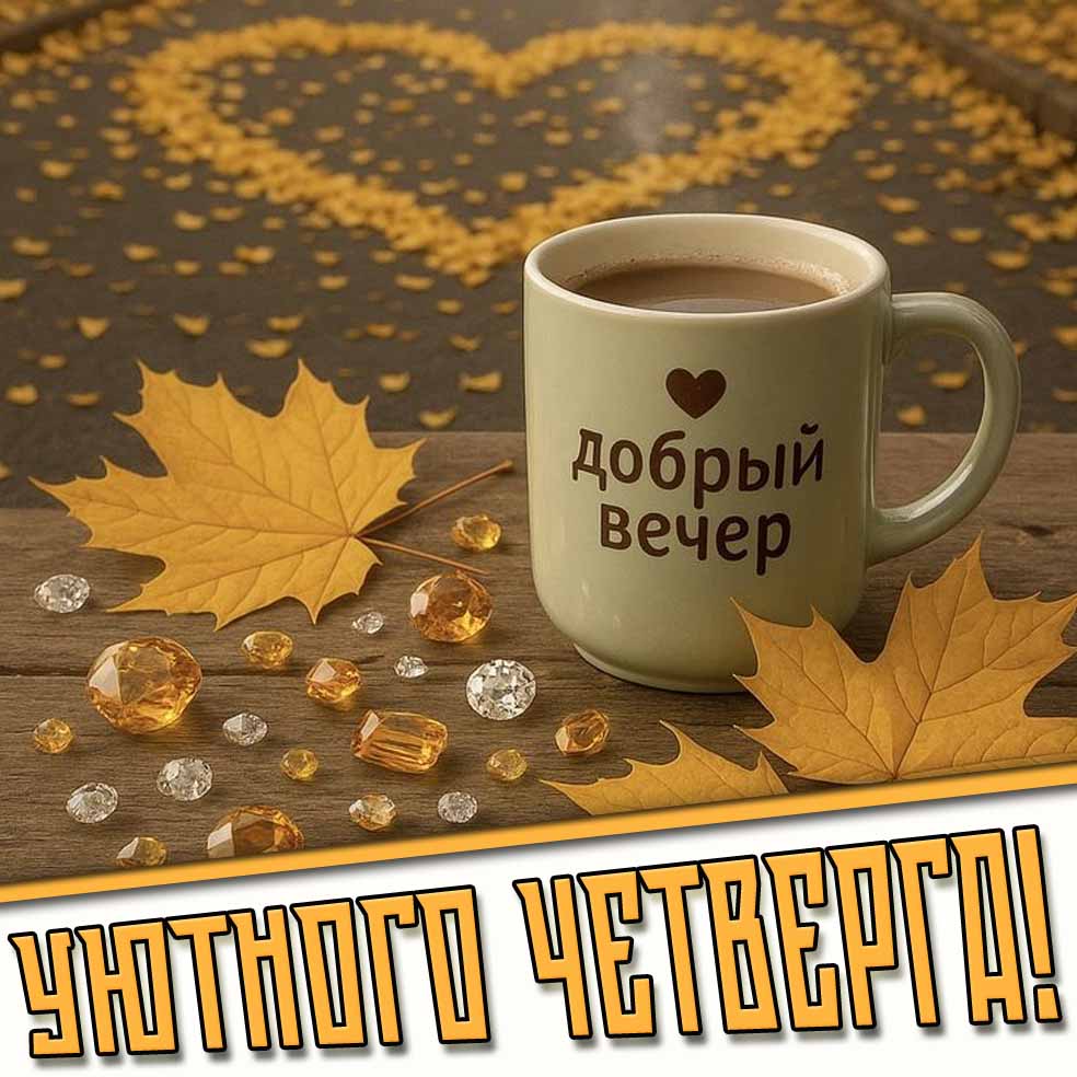 Осенняя открытка "Добрый вечер! Уютного четверга!"