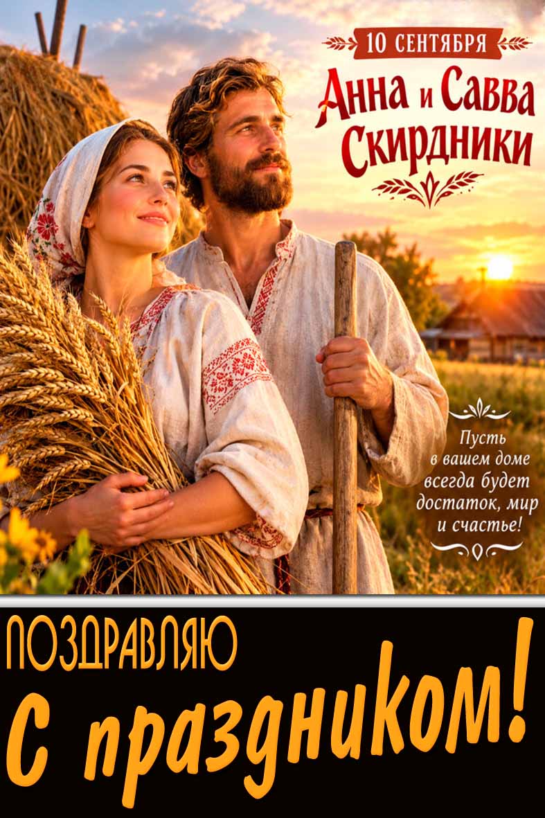 Открытка 10 сентября - Анна и Савва Скирдники! Поздравляю с праздником!
