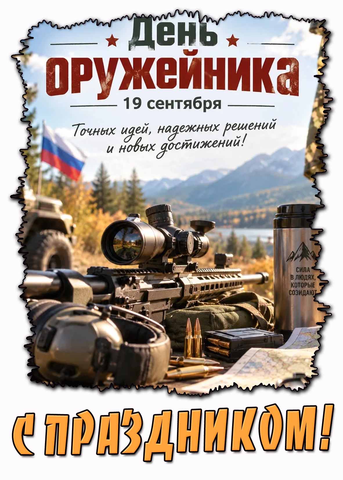 Открытка 19 сентября - день оружейника! Точных идей, надёжных решений и новых достижений! С праздником!