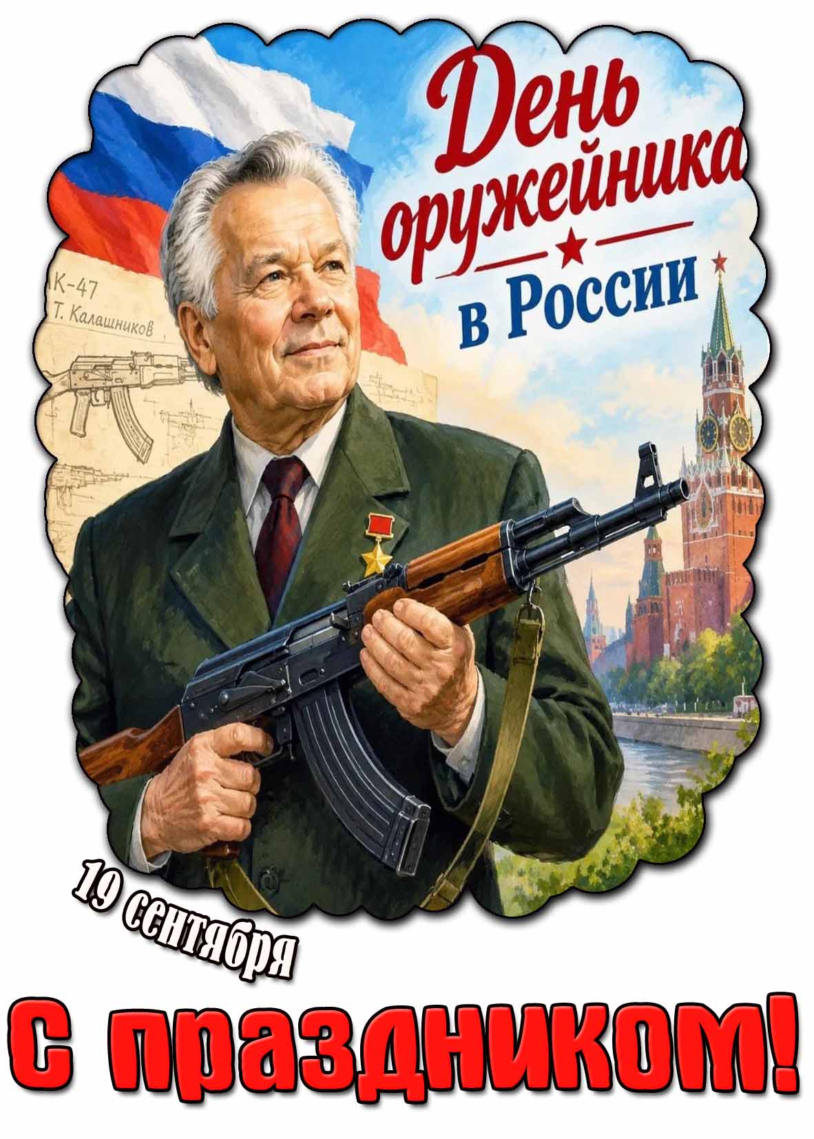 Открытка 19 сентября - день оружейника в России! С праздником!