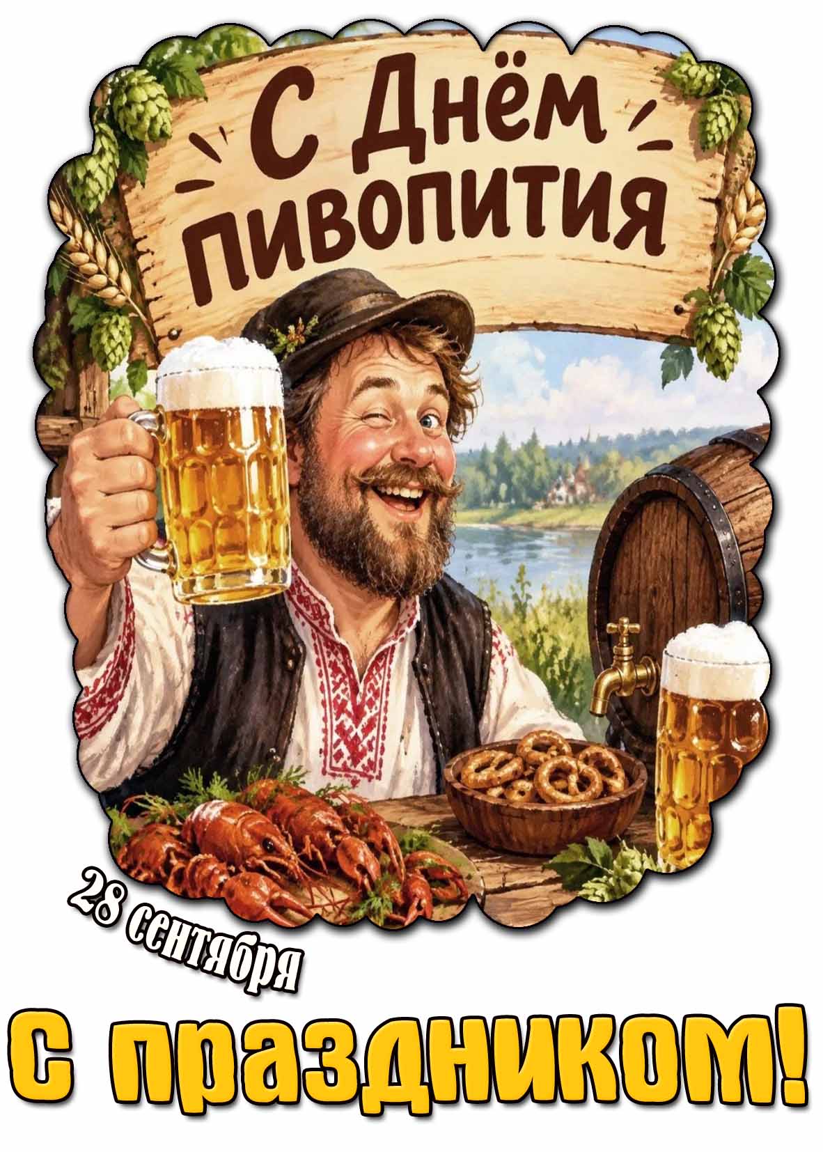 Открытка 28 сентября - с днём пивопития! С праздником!