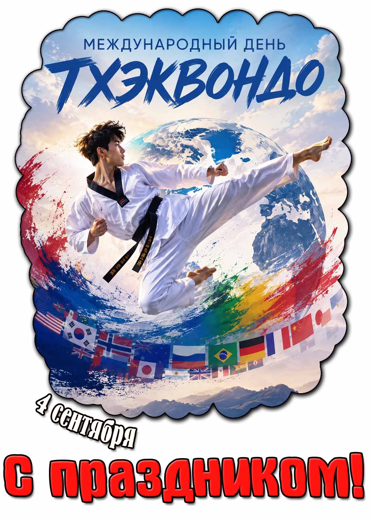 Открытка 4 сентября - Международный день тхэквондо! С праздником!