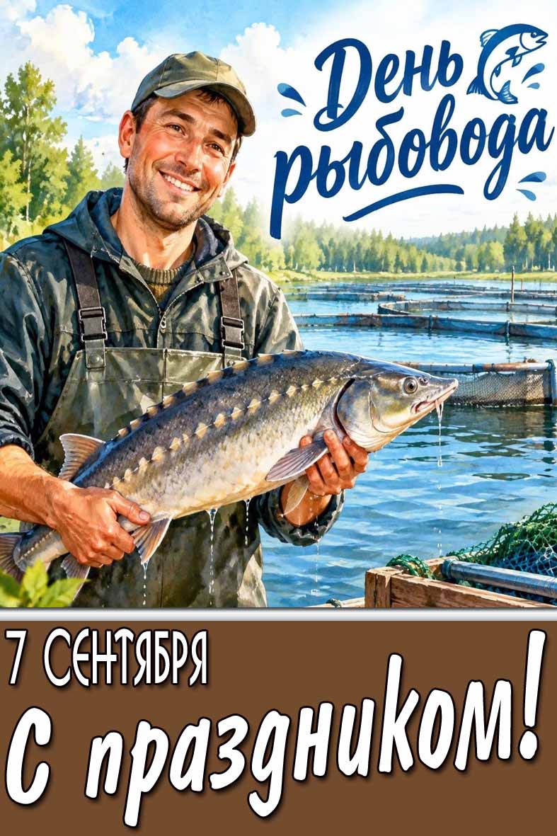 Открытка 7 сентября - день рыбовода! С праздником!