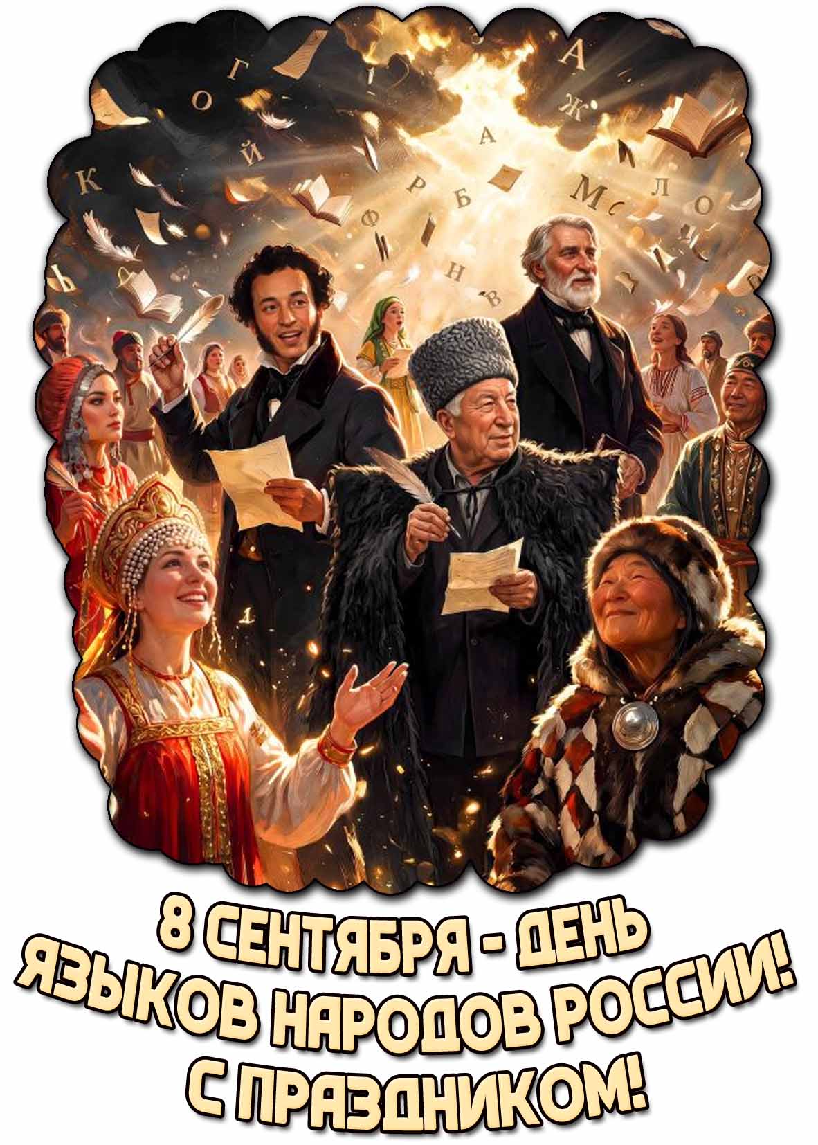 Открытка 8 сентября - день языков народов России! С праздником!