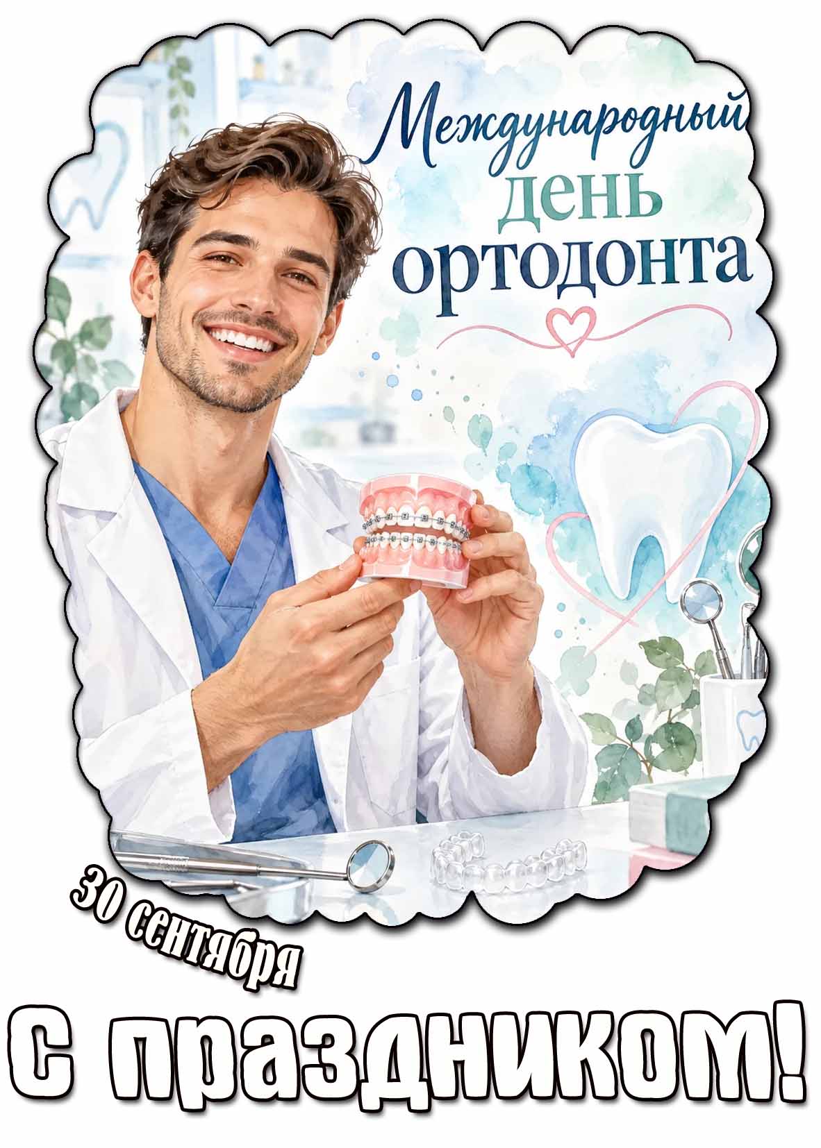 Открытка для мужчины 30 сентября - международный день ортодонта! С праздником!