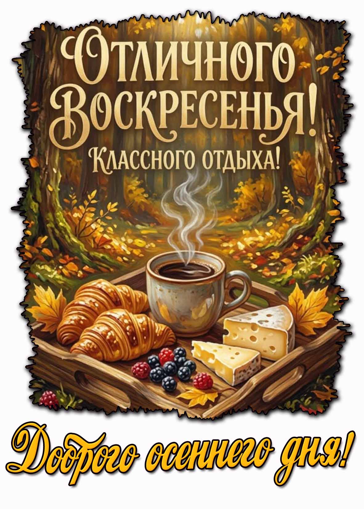 Открытка "Отличного воскресенья! Доброго осеннего дня! Классного отдыха!"