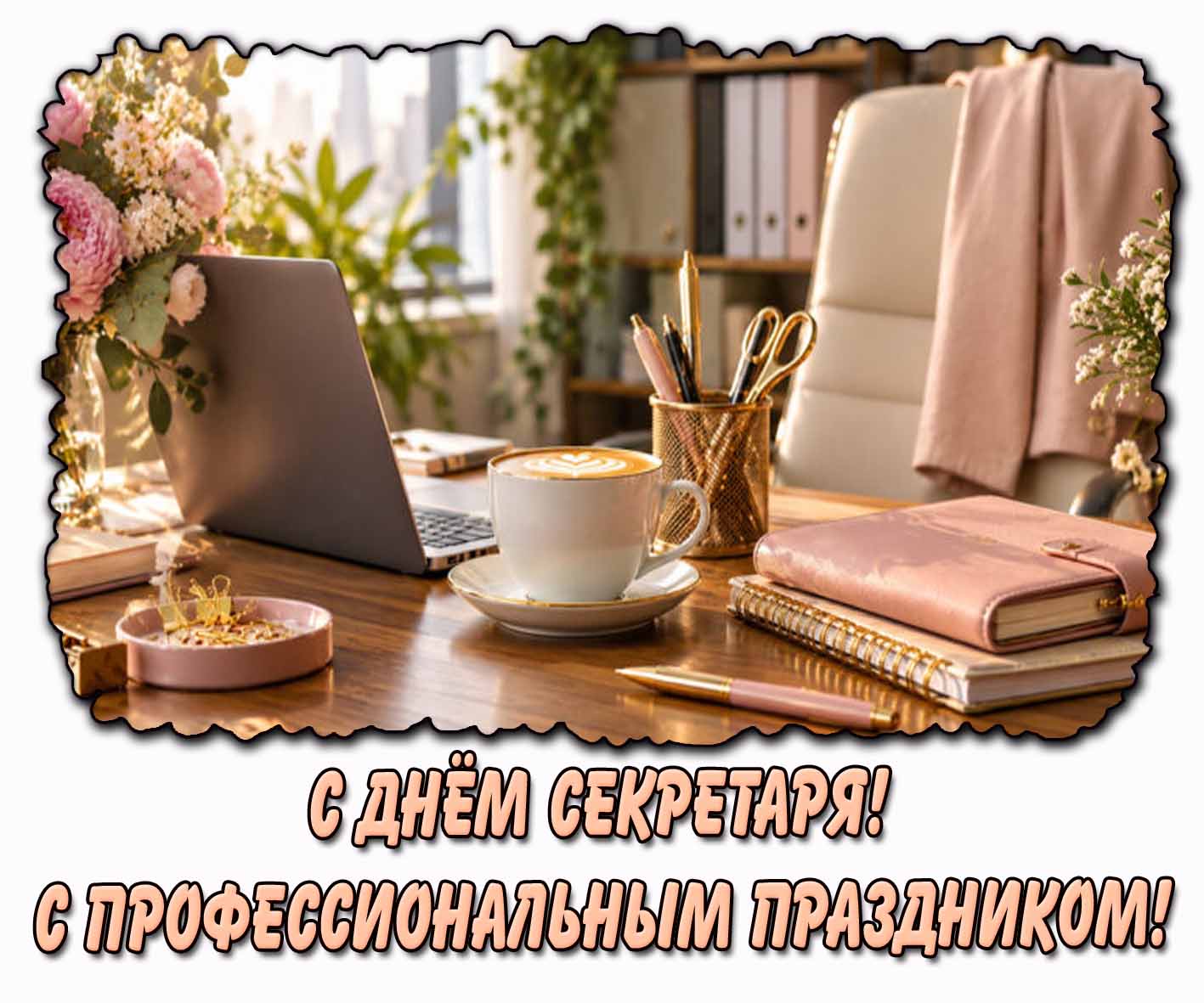 Открытка "С днём секретаря! С профессиональным праздником!"