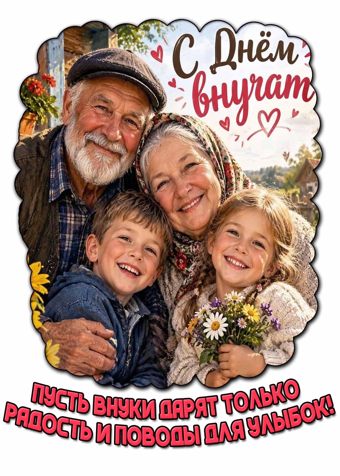 Открытка "С днём внучат! Пусть внуки дарят только радость и поводы для улыбок!"
