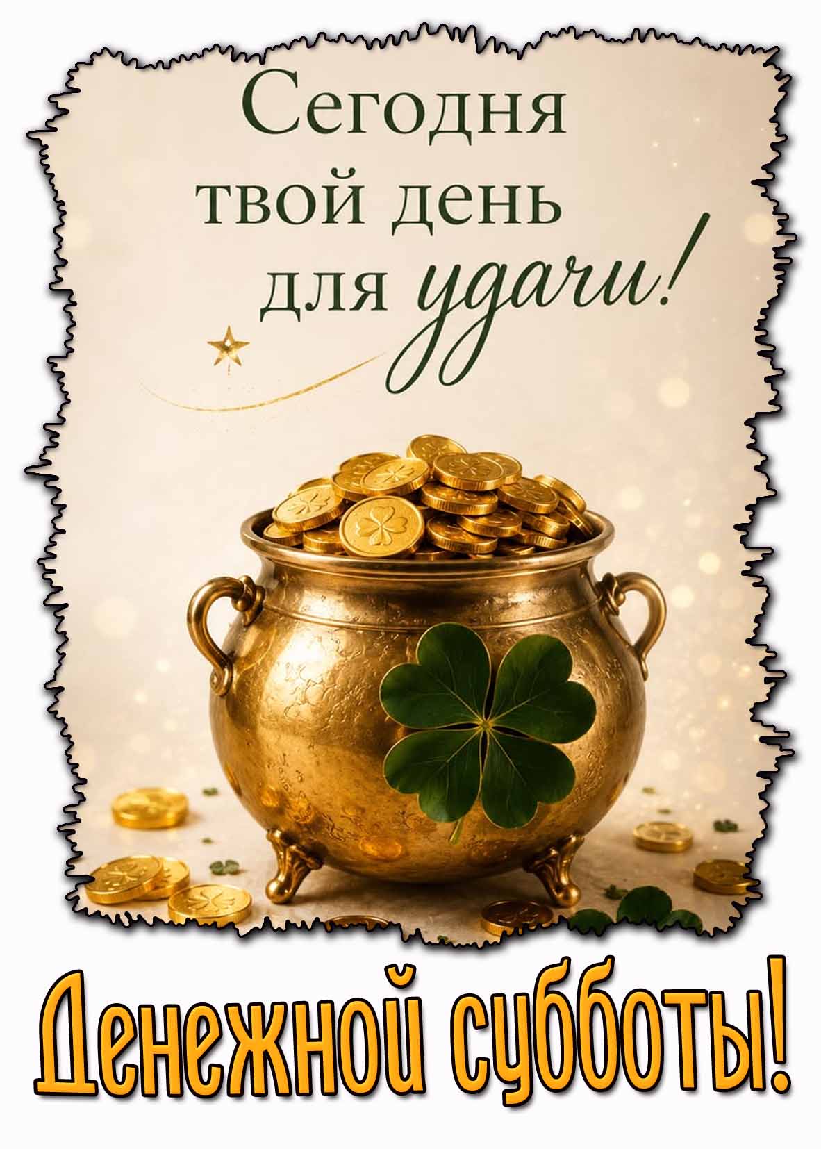 Открытка "Сегодня твой день удачи! Денежной субботы!"