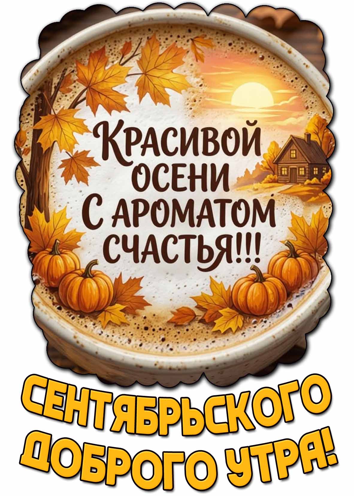 Открытка "Сентябрьского доброго утра! Красивой осени с ароматом счастья!"