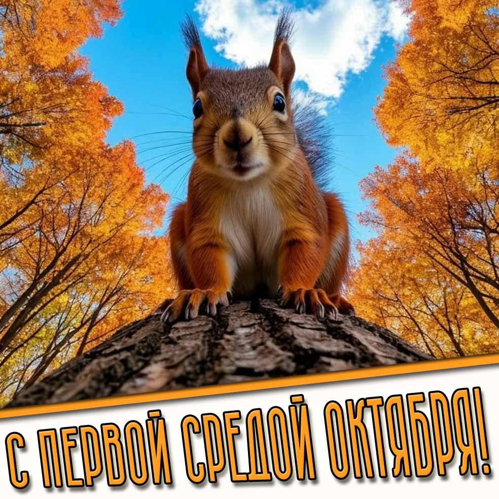 С первой средой октября! - картинка с белочкой