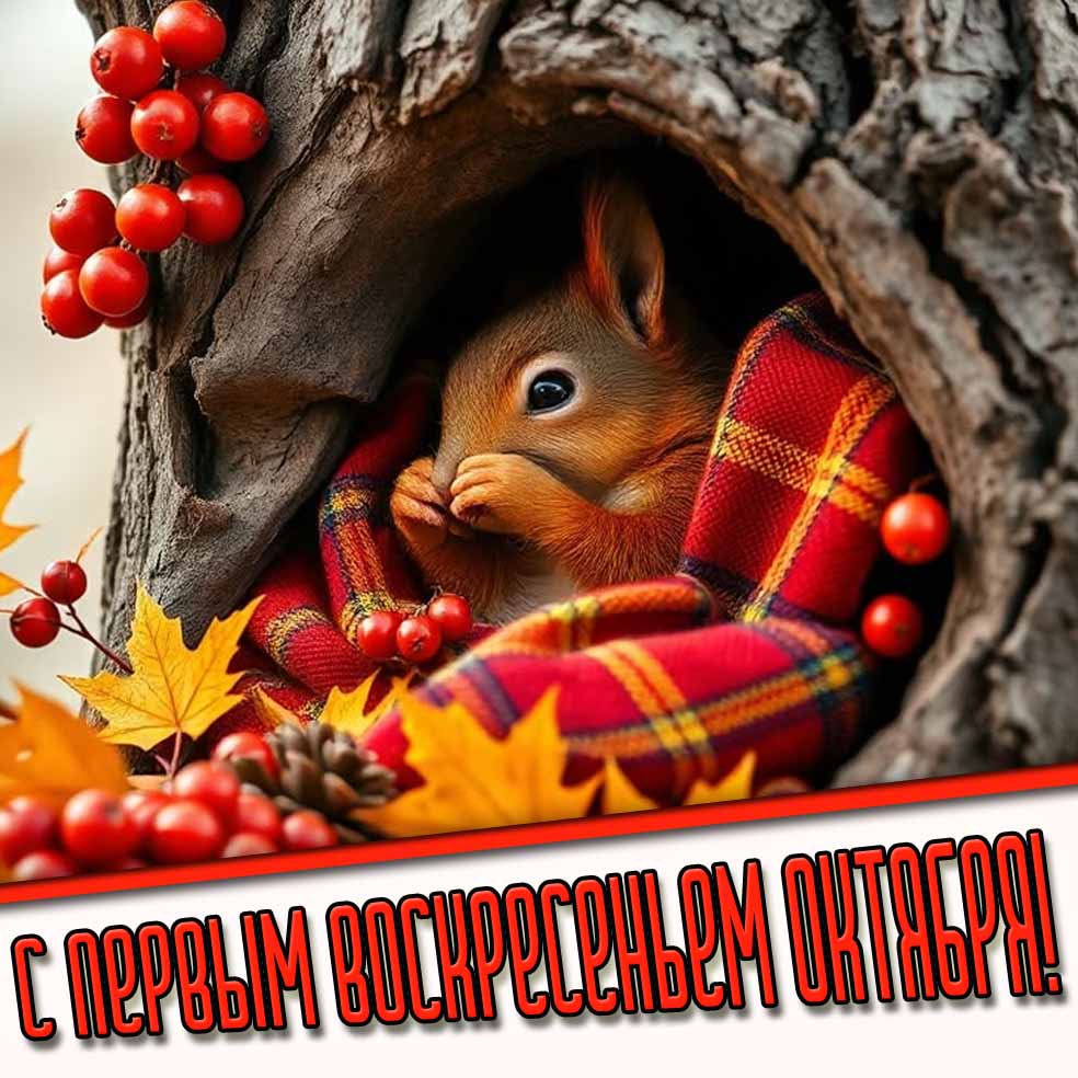 Открытка с первым воскресеньем октября
