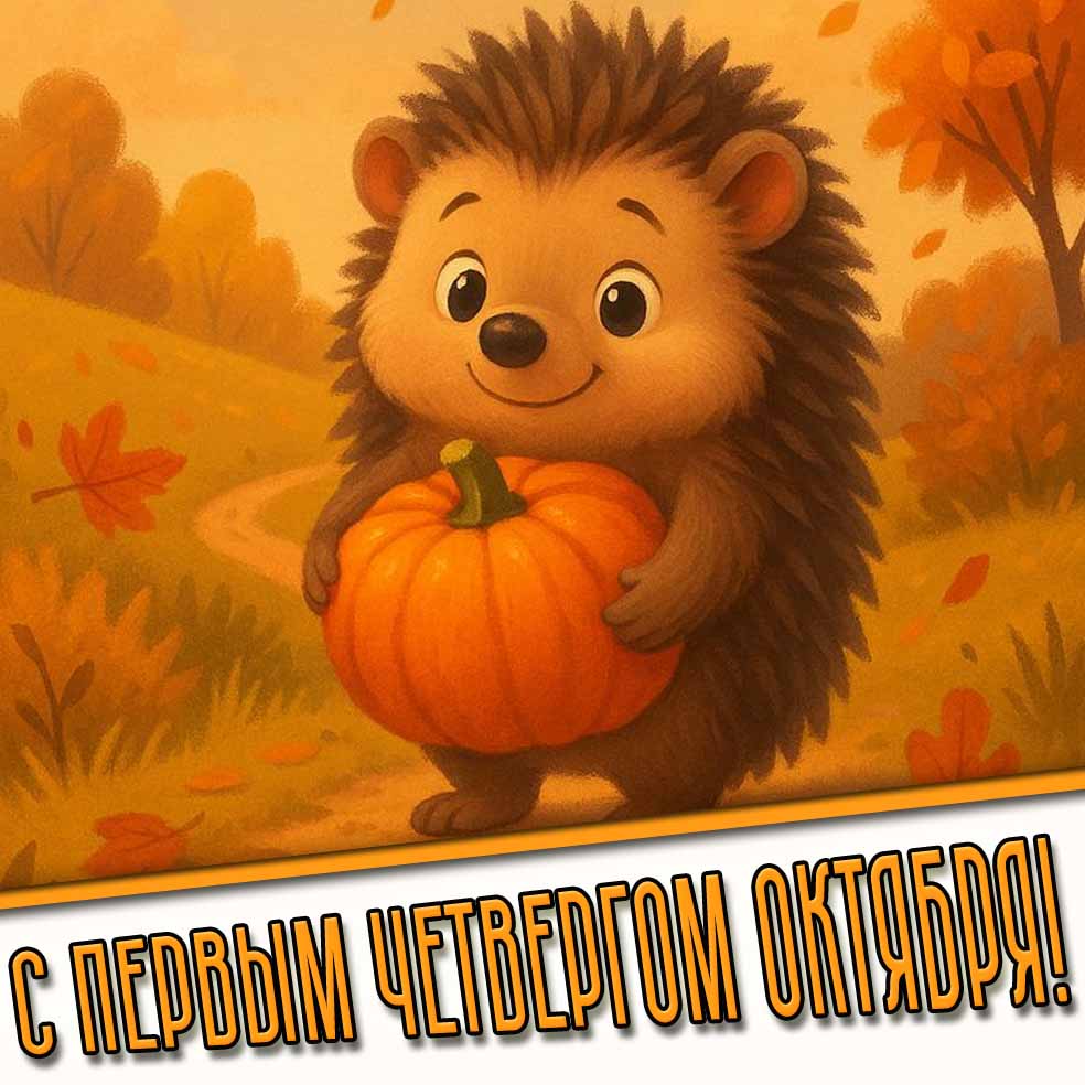 С первым четвергом октября! - картинка с ёжиком