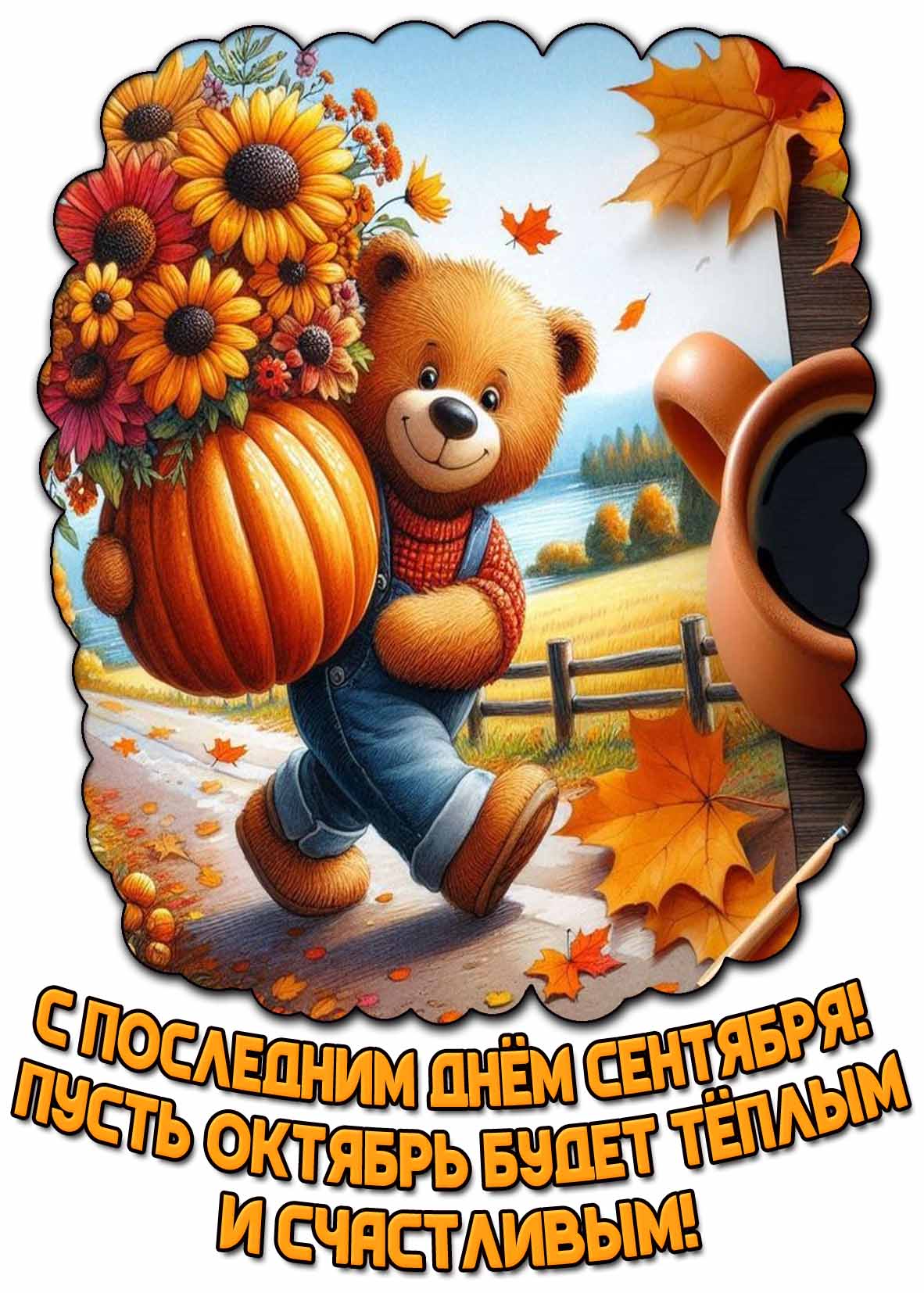 Картинка "С последним днём сентября! Пусть октябрь будет тёплым и счастливым!"