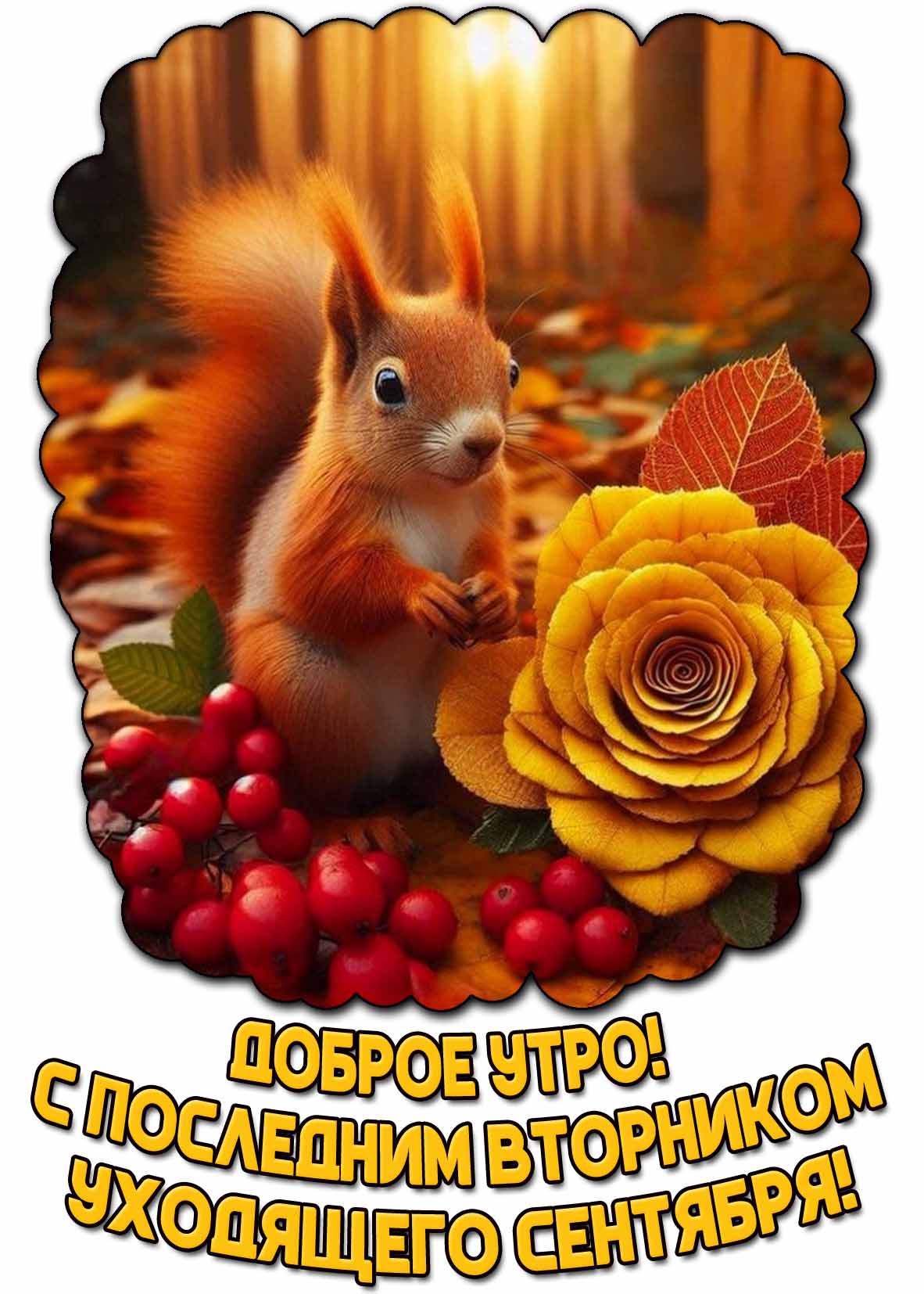 Открытка "Доброе утро! С последним вторником уходящего сентября!"