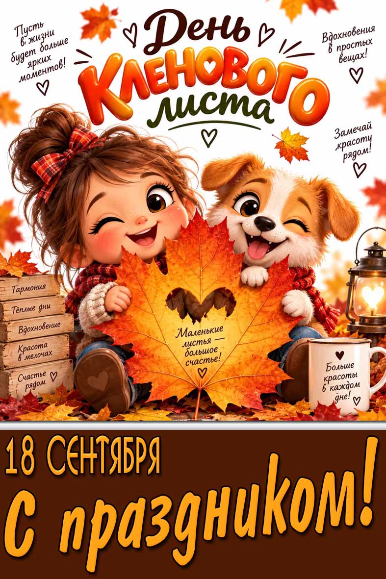 Прикольная картинка 18 сентября - день кленового листа! С праздником!