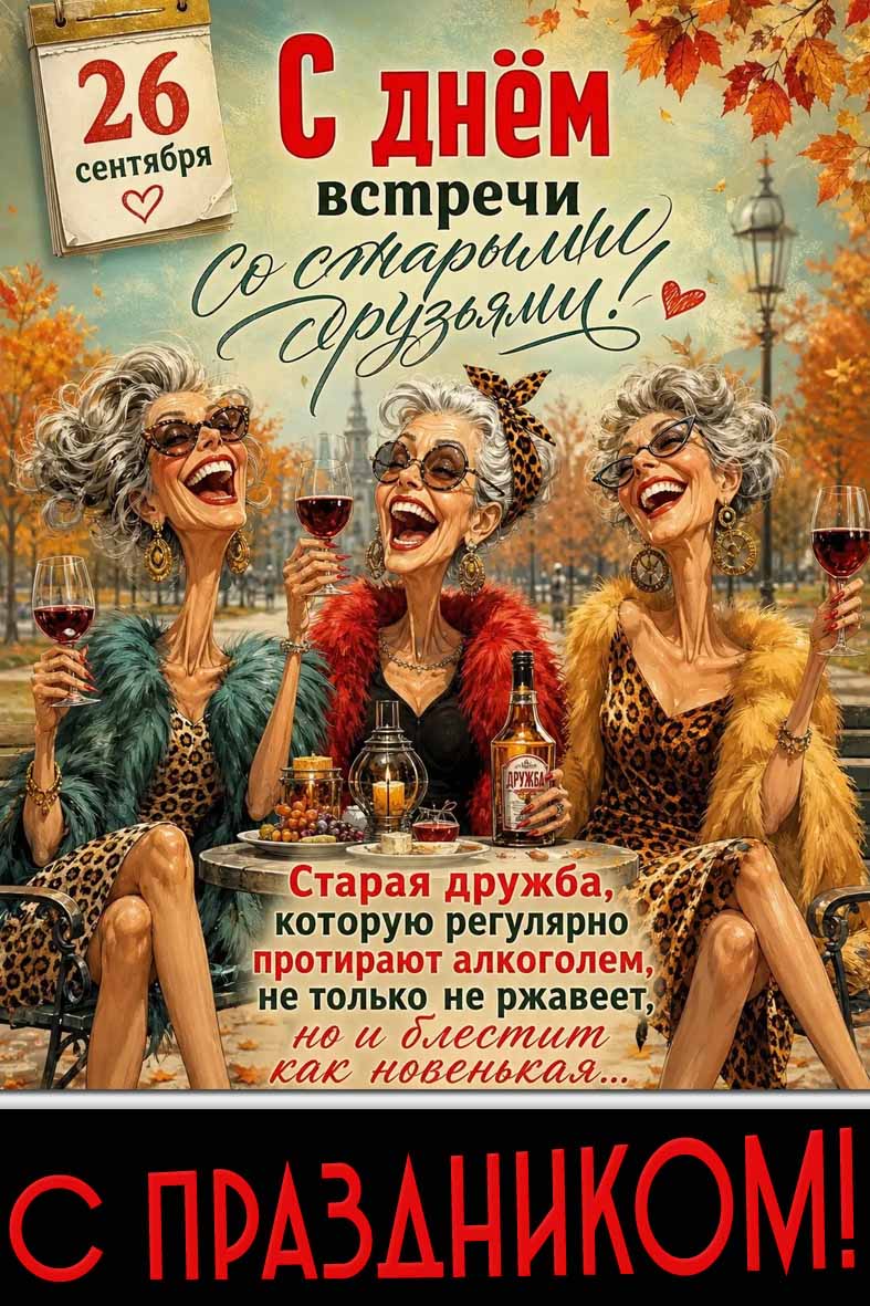 Прикольная картинка 26 сентября - с днём встречи со старыми друзьями! С праздником!