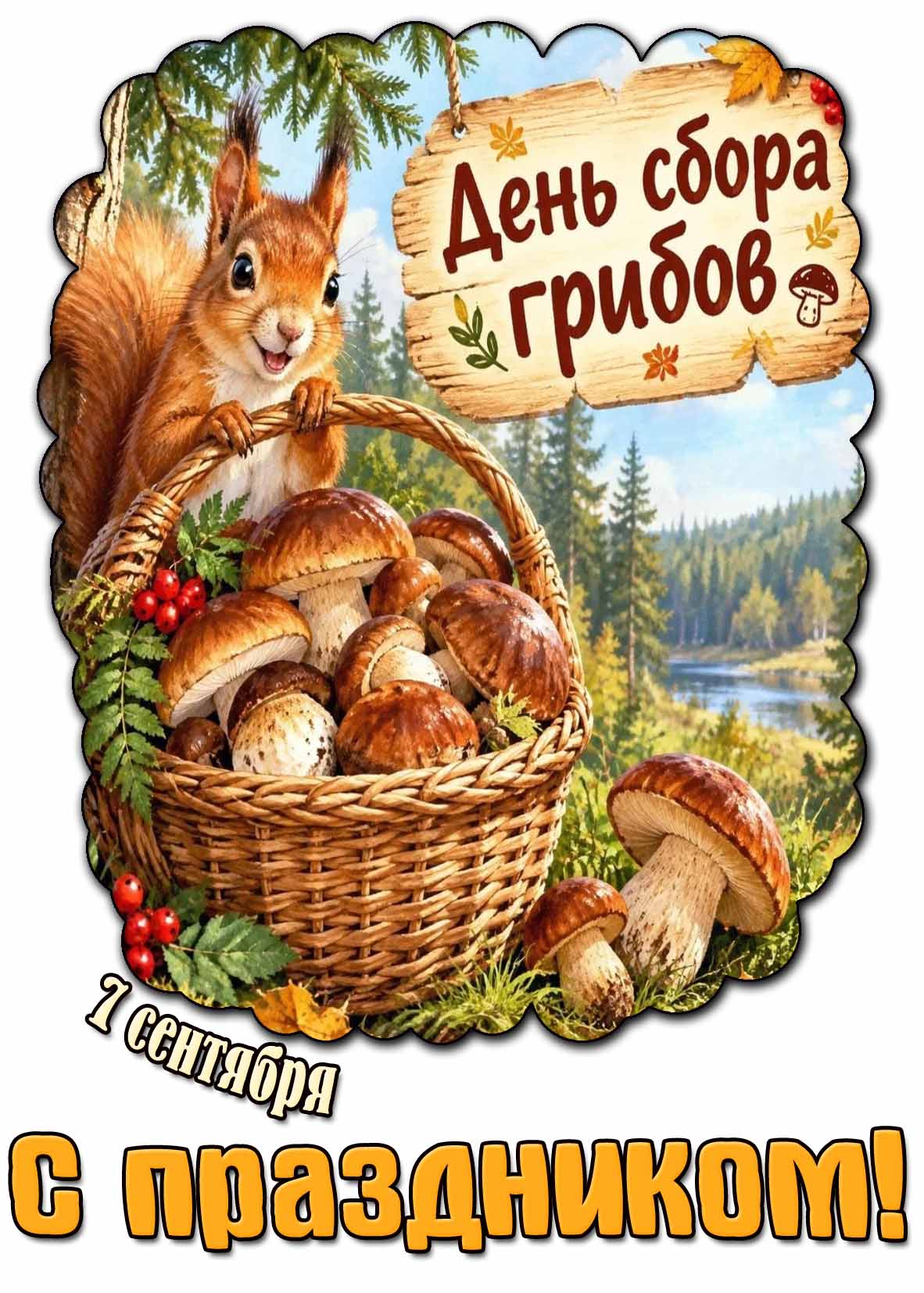 Прикольная картинка 7 сентября - день сбора грибов! С праздником!