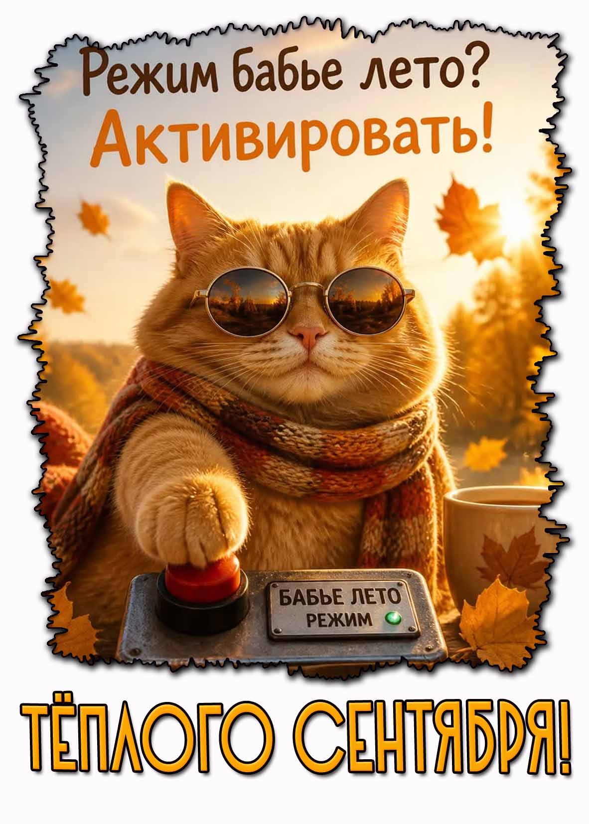 Прикольная картинка "Режим бабье лето? Активировать! Тёплого сентября!"