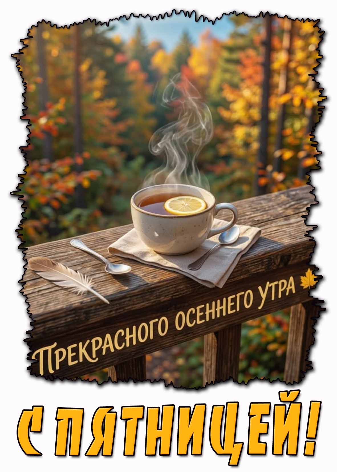 Открытка "Прекрасного осеннего утра! С пятницей!"