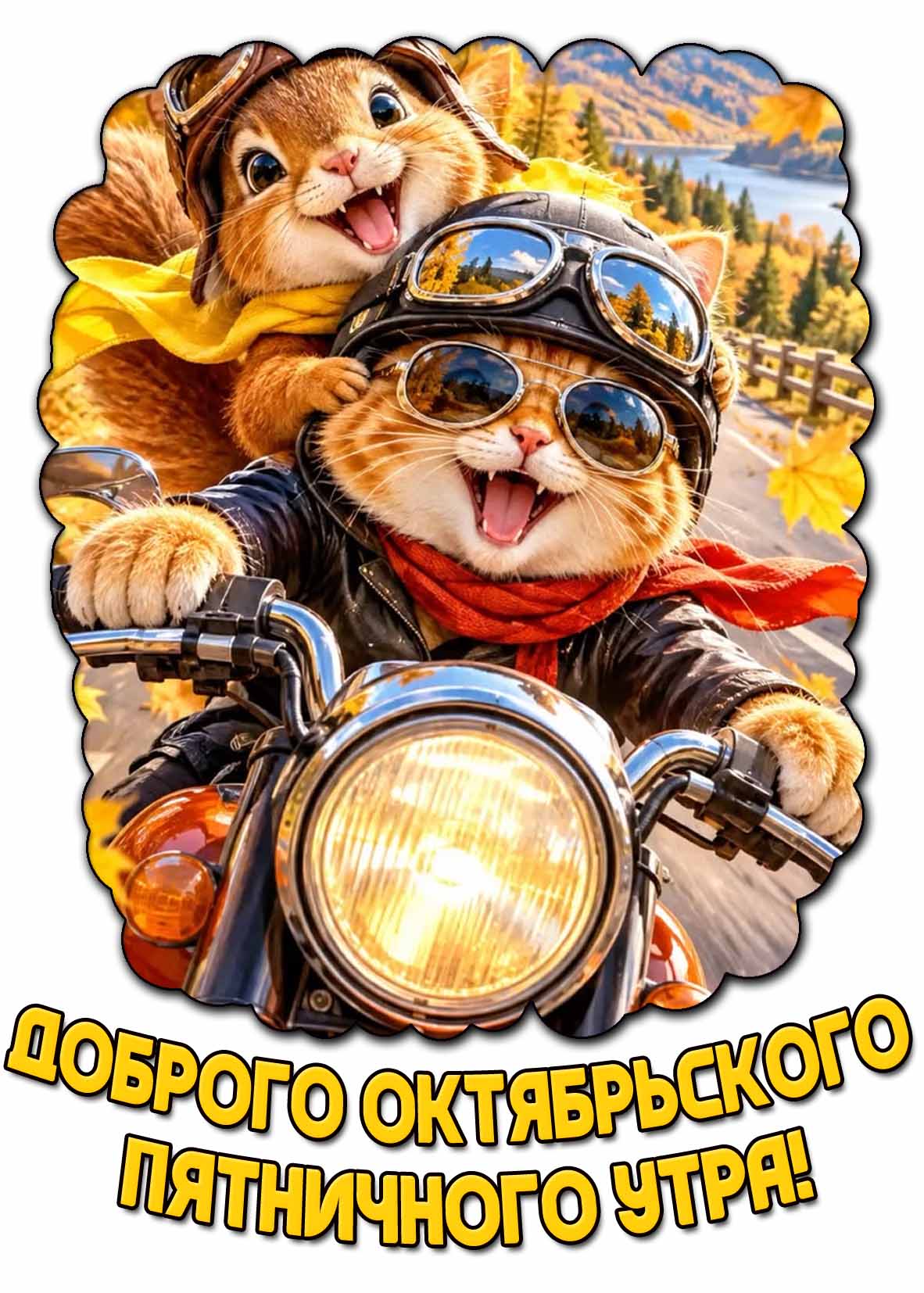 Доброго октябрьского пятничного утра! прикольная открытка