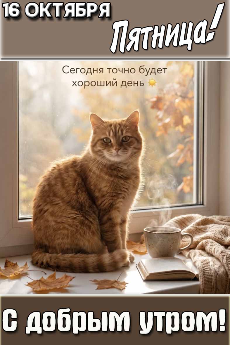 Картинка "16 октября пятница! С добрым утром! Сегодня точно будет хороший день!"