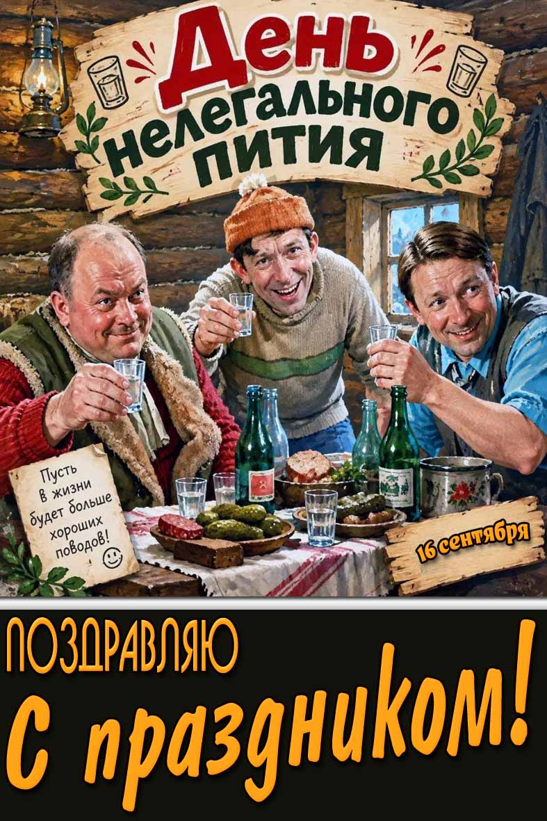 Смешная картинка 16 сентября - день нелегального пития! Пусть в жизни будет больше хороших поводов! Поздравляю с праздником!