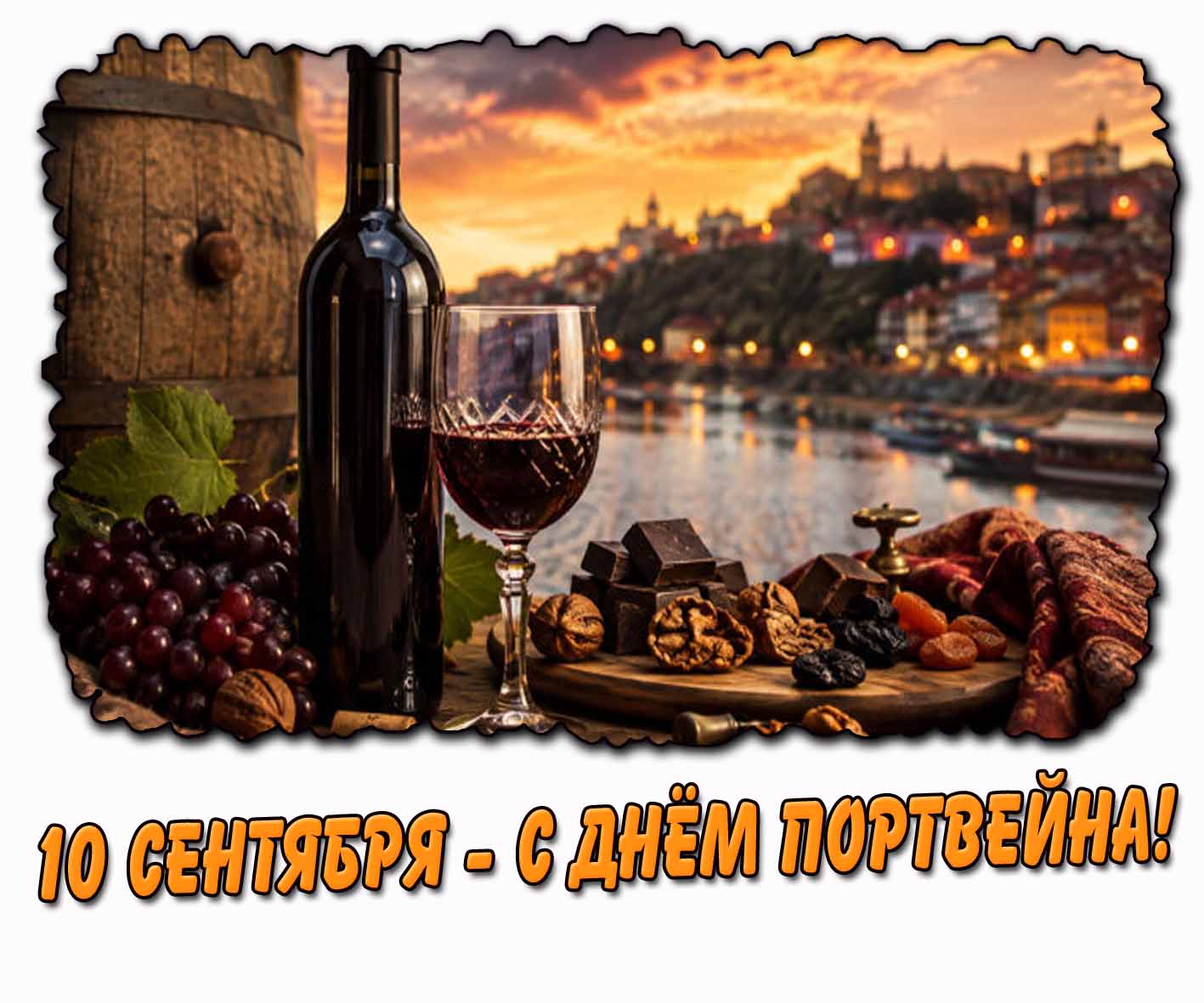 Стильная открытка 10 сентября - с днём портвейна!