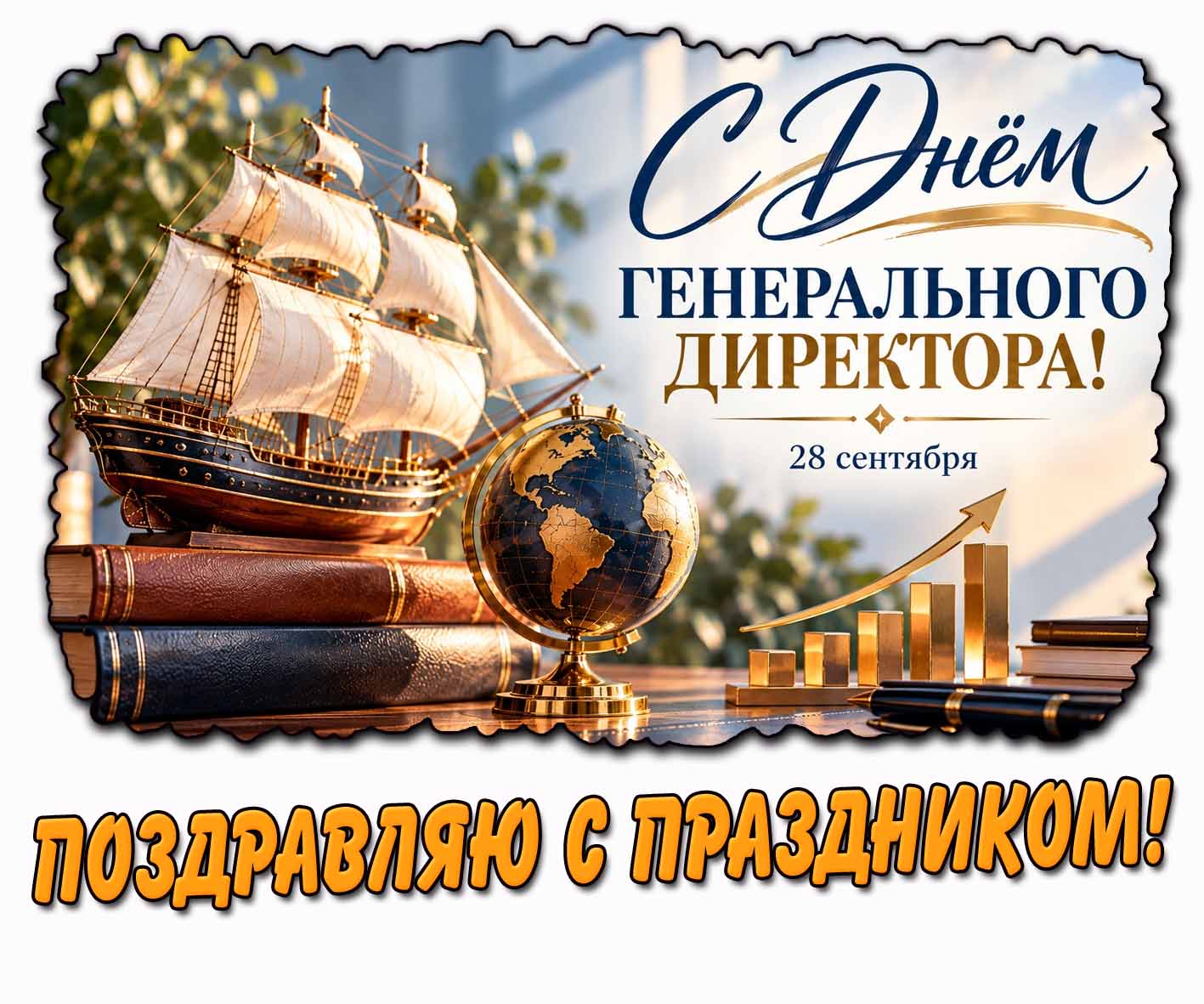 Стильная открытка 28 сентября - с днём генерального директора! Поздравляю с праздником!