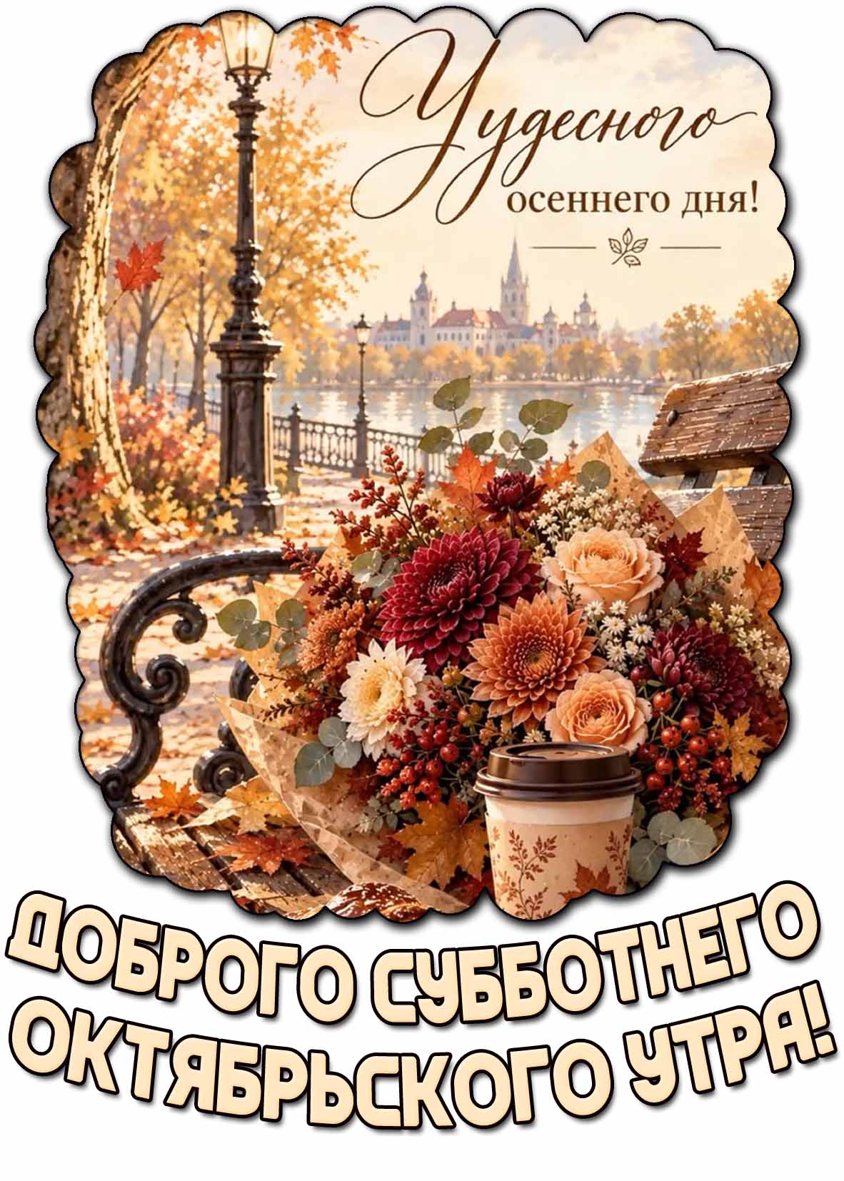 Открытка "Доброго субботнего октябрьского утра! Чудесного осеннего дня!"