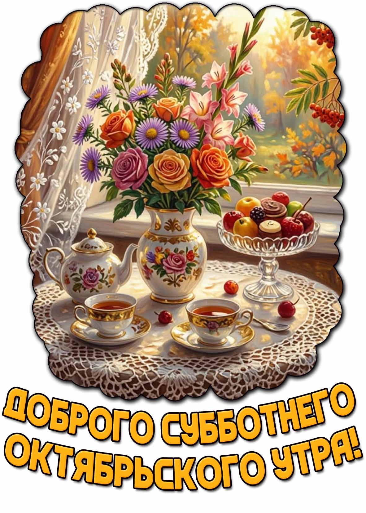 Красивая открытка доброго субботнего октябрьского утра