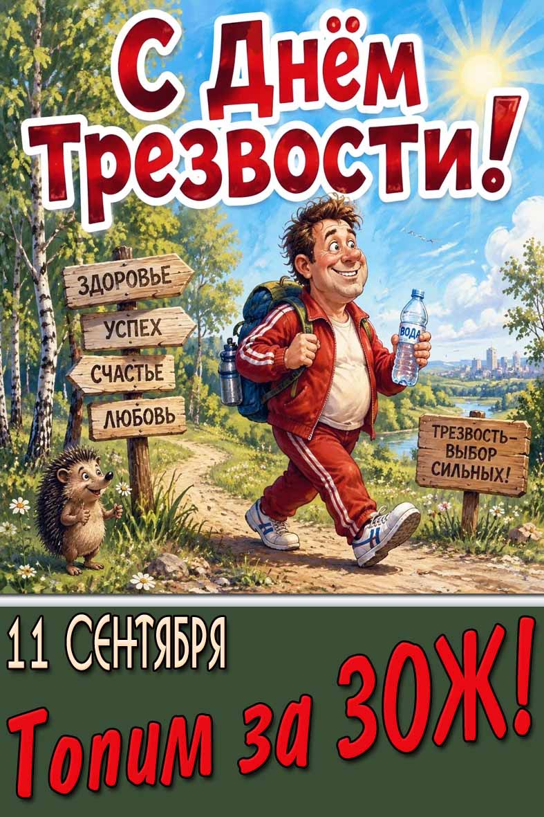 Картинка 11 сентября - с днём трезвости! Топим за ЗОЖ!