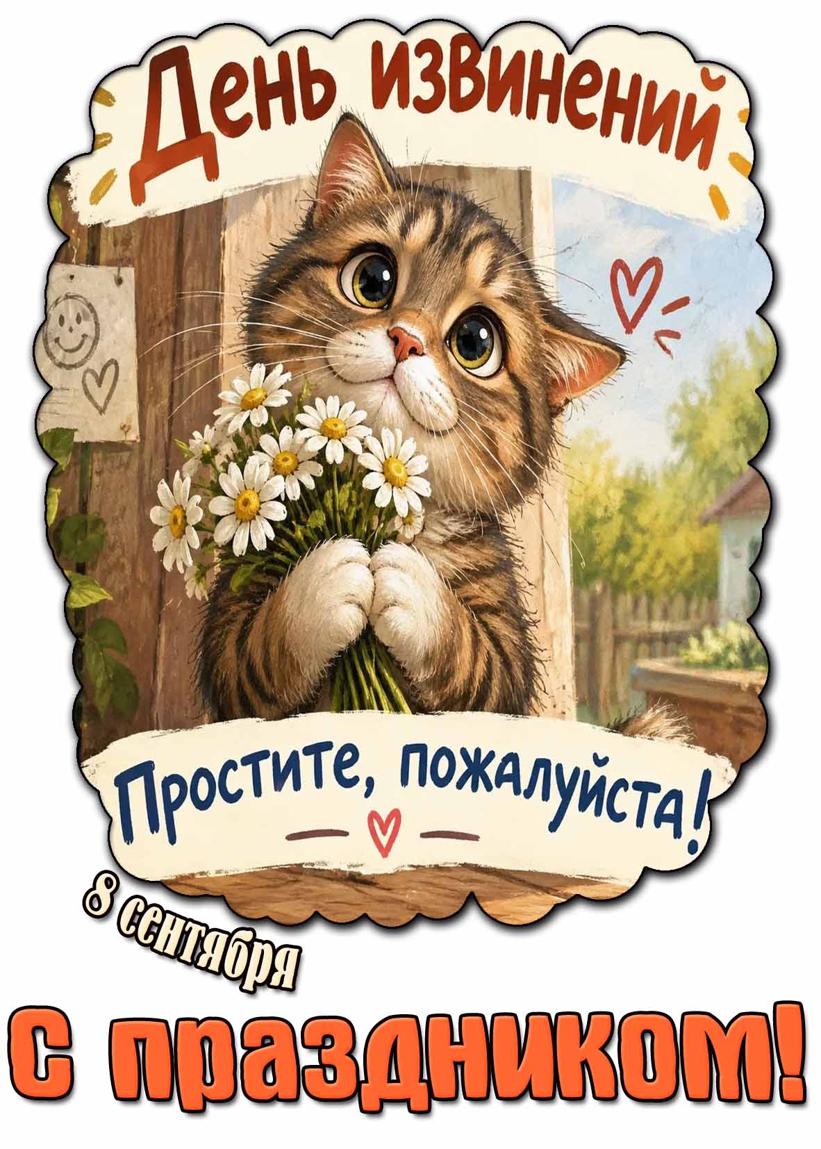 Трогательная открытка 8 сентября - день извинений! Простите, пожалуйста!