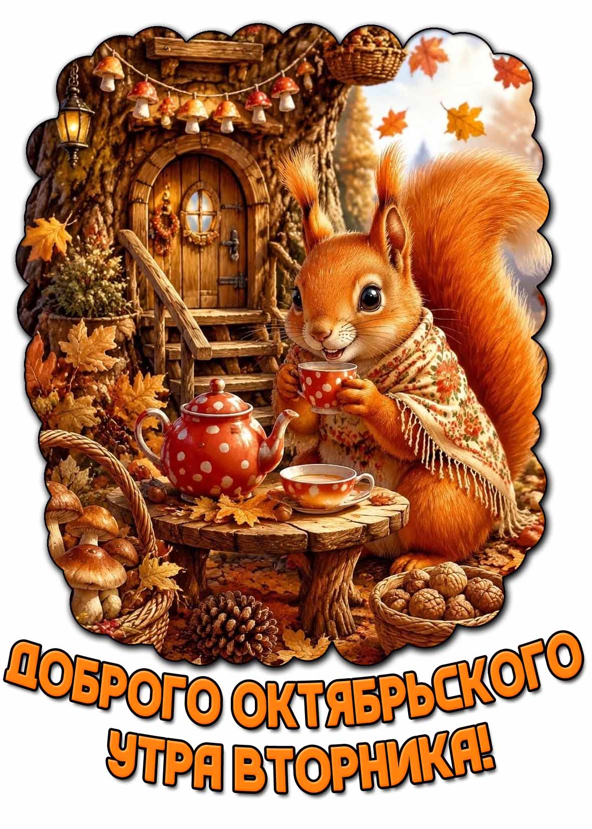 Красивая открытка доброго октябрьского утра вторника