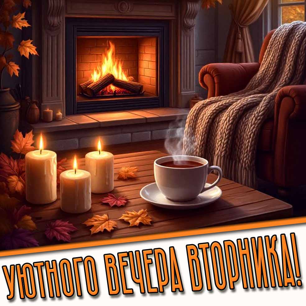 Уютного вечера вторника! - осенняя открытка