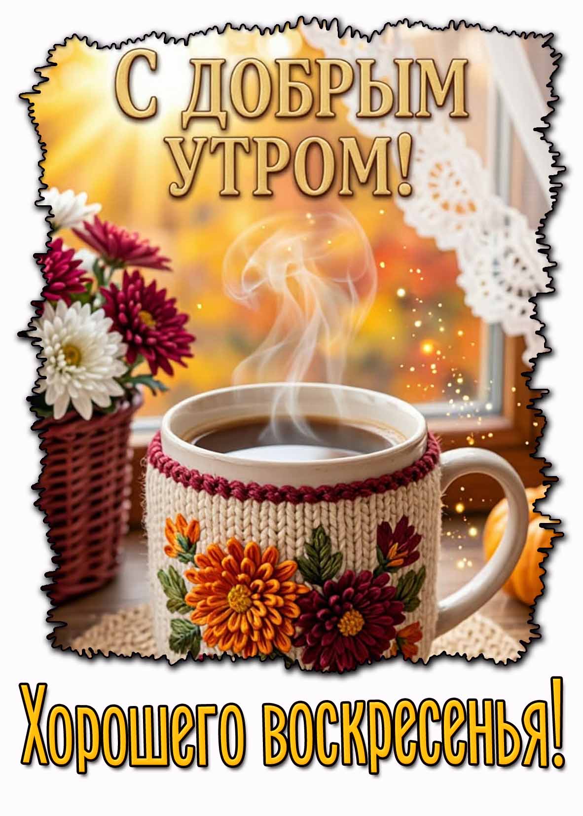 Красивая открытка "С добрым утром! Хорошего воскресенья!"