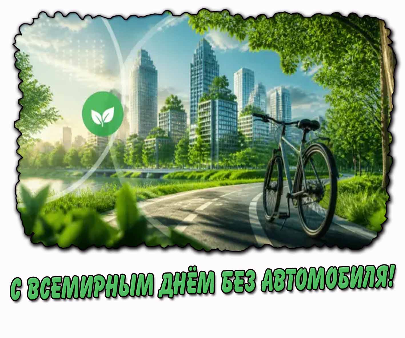 Открытка с Всемирным днём без автомобиля