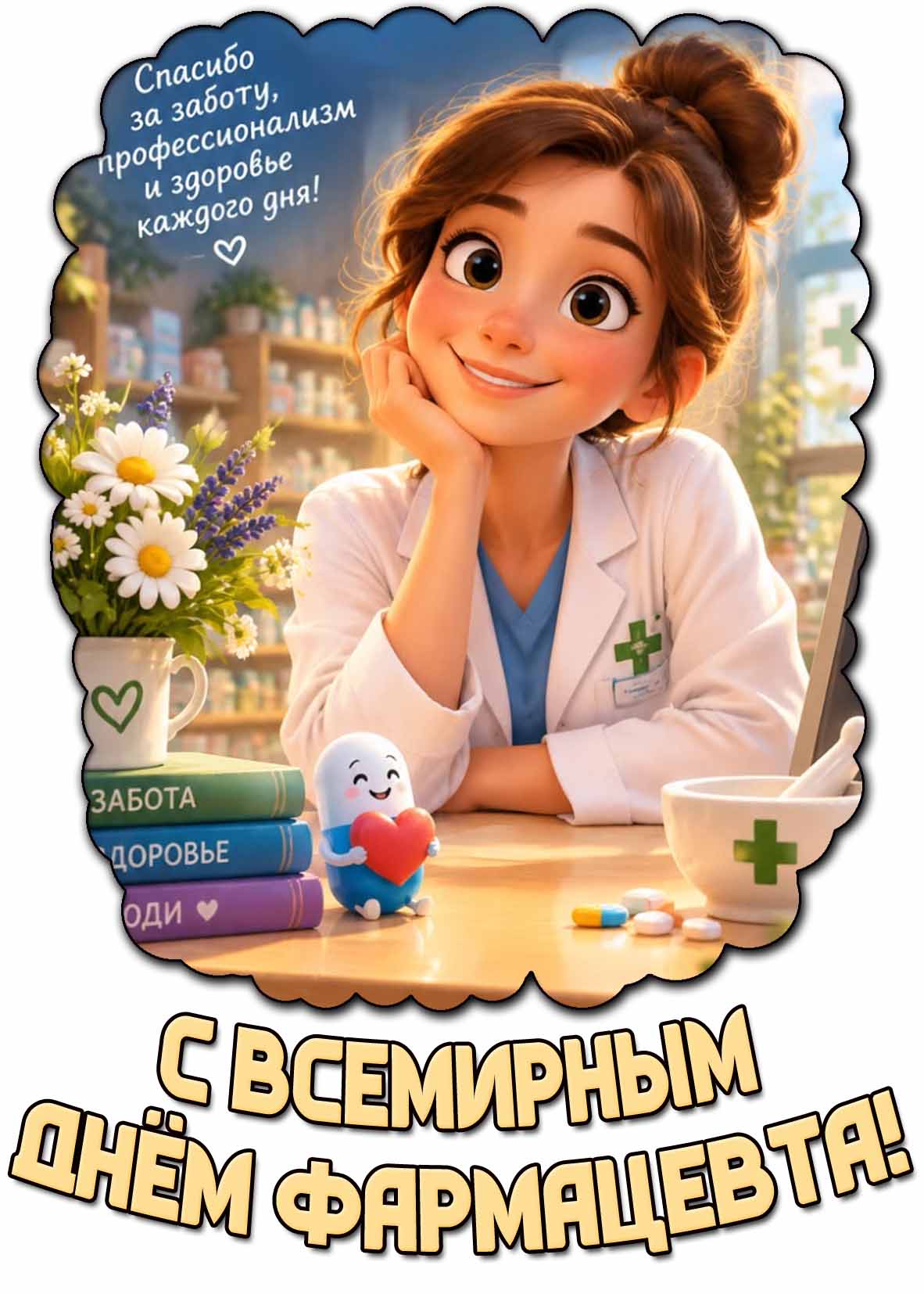 Картинка "С Всемирным днём фармацевта! Спасибо за заботу, профессионализм и здоровье каждого дня!"