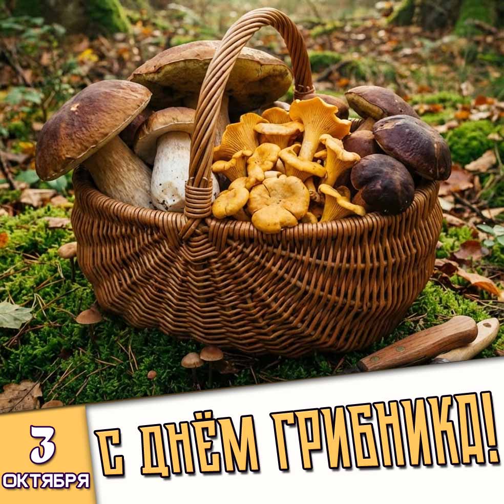 Картинка 3 октября - с днём грибника!