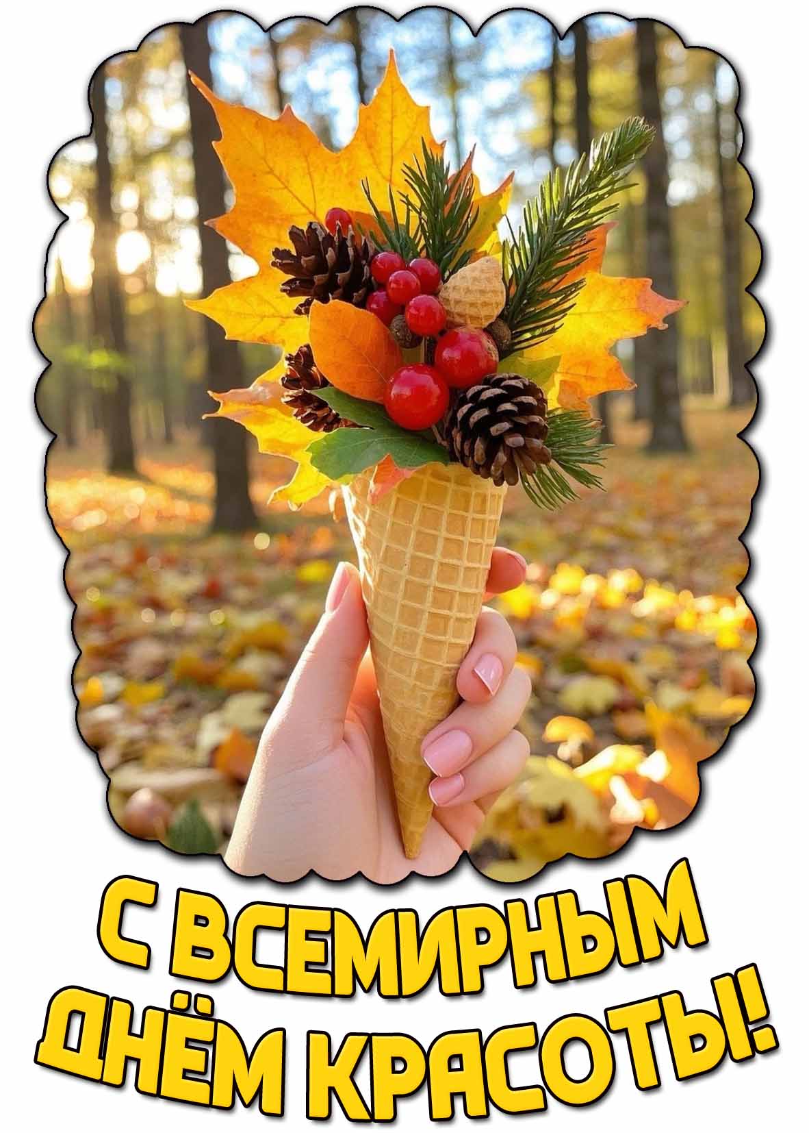 С Всемирным днём красоты! - открытка с осенним букетом