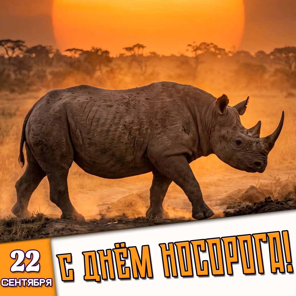 Открытка 22 сентября - с днём носорога!