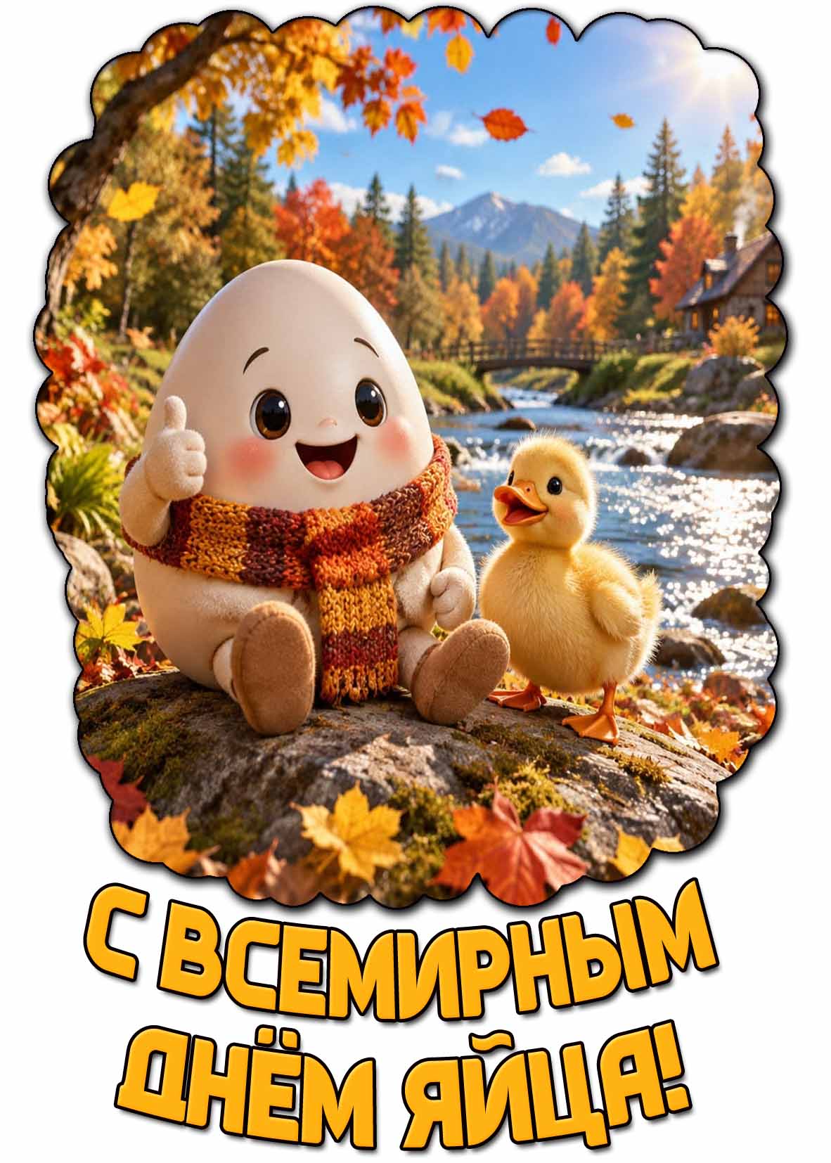 Осенняя открытка с Всемирным днём яйца
