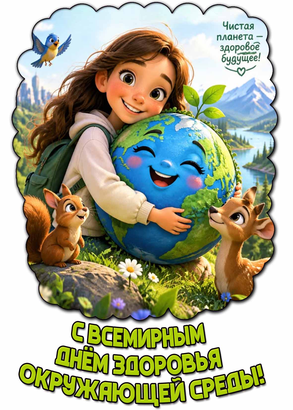 Открытка "С Всемирным днём здоровья окружающей среды! Чистая планета - здоровое будущее!"