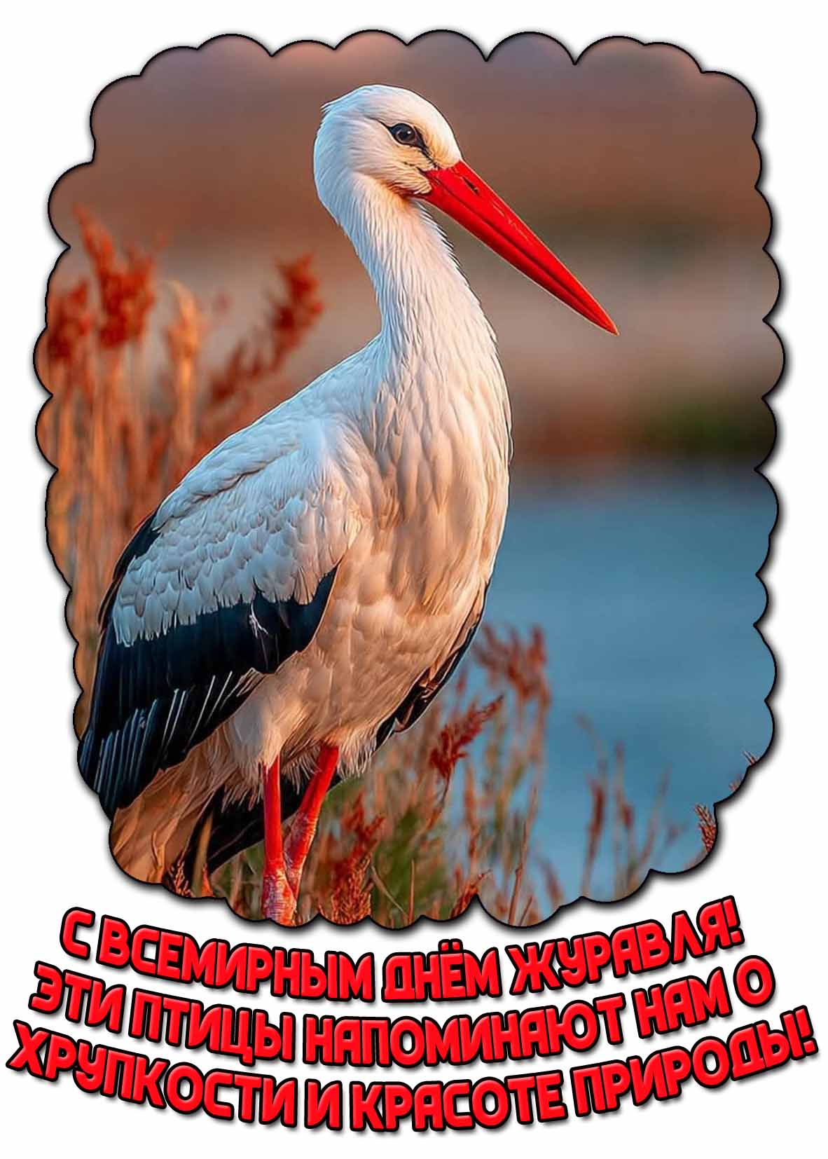 Красивая открытка "С Всемирным днём журавля! Эти птицы напоминают нам о хрупкости и красоте природы!"
