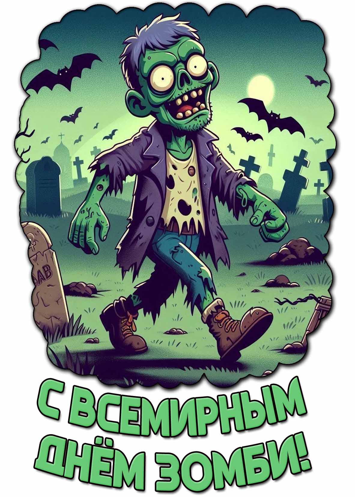 Стильная открытка с Всемирным днём зомби